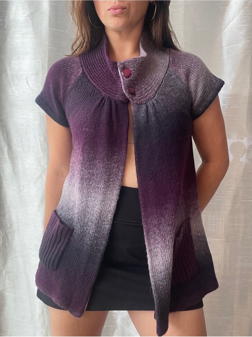 Willi Smith Cardigan Purple Ombre Buttons Whimsigoth Academia Grunge Y2K Large